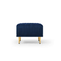 Navy Blue Channel Tufted Ottoman Bench Upholstered Velvet Footrest Stool Accent Bench For Entryway Living Room Bedroom Blue Foam Velvet