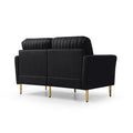 Modern Velvet 2 Seater Sofa, Upholstered Sofa With Metal Legs, 2 Seater Sofa Furniture For Small Spaces, Living Room, Bedroom, Office Black Black Foam Velvet