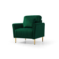 Modern Accent Chair Roll Arm Fabric Chairs, Contemporary Leisure Side Chair, Armchair For Living Room Or Bedroom With Metal Legs, Upholstered Single Sofa Club Chair Green Green Foam Velvet