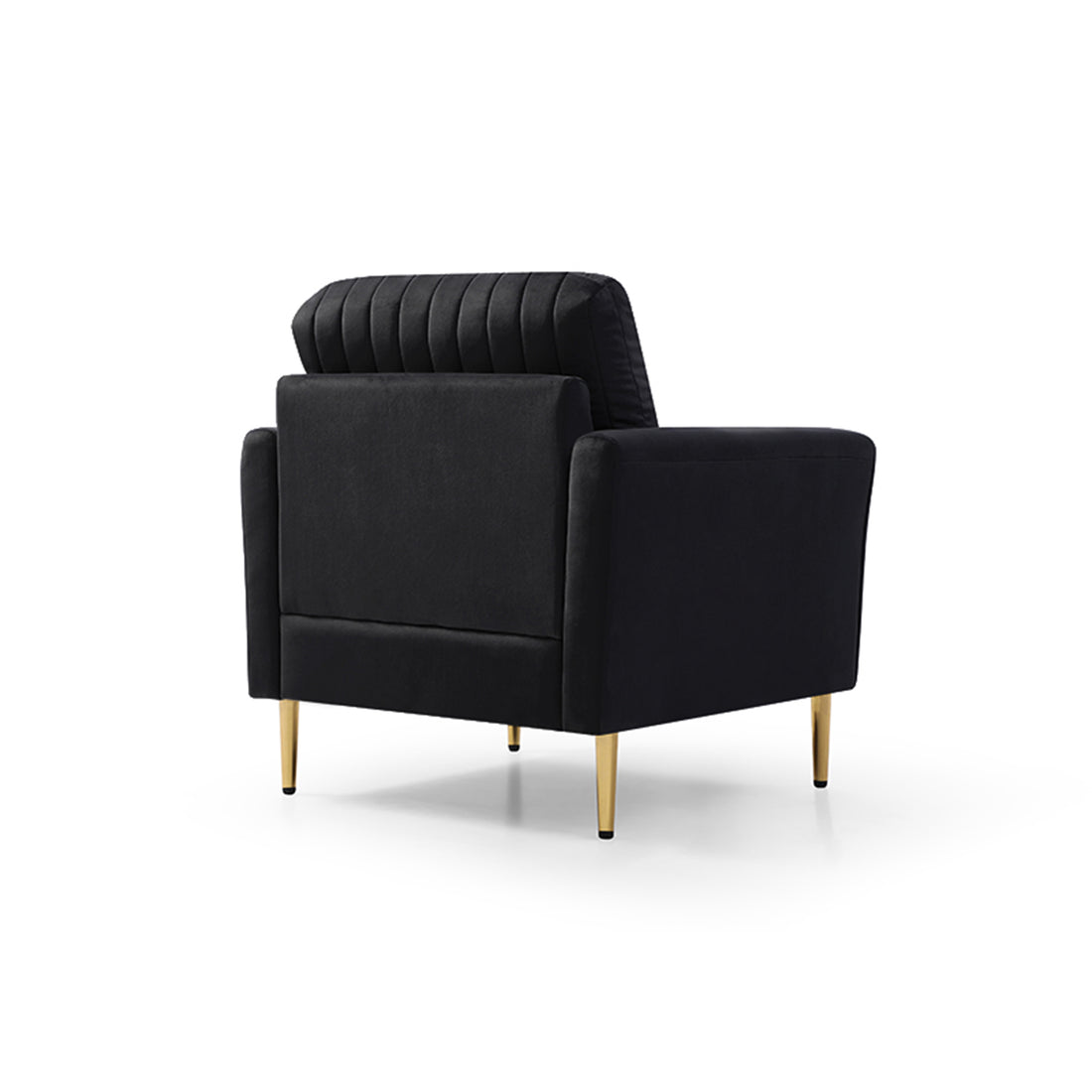 Modern Black Velvet Accent Chair Upholstered Living Room Arm Chairs Comfy Single Sofa Chair Black Foam Velvet