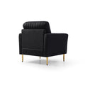 Black Velvet Armchair With Ottoman Single Sofa Chair And Ottoman Set, Comfy Reading Chair Leisure Lounging Chair For Living Room Bedroom Home Office Black Foam Velvet