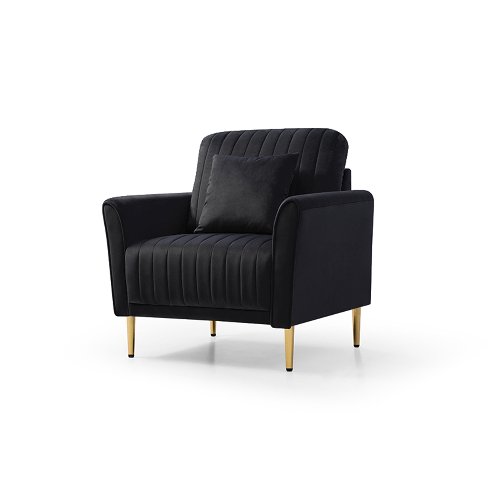 Black Velvet Armchair With Ottoman Single Sofa Chair And Ottoman Set, Comfy Reading Chair Leisure Lounging Chair For Living Room Bedroom Home Office Black Foam Velvet
