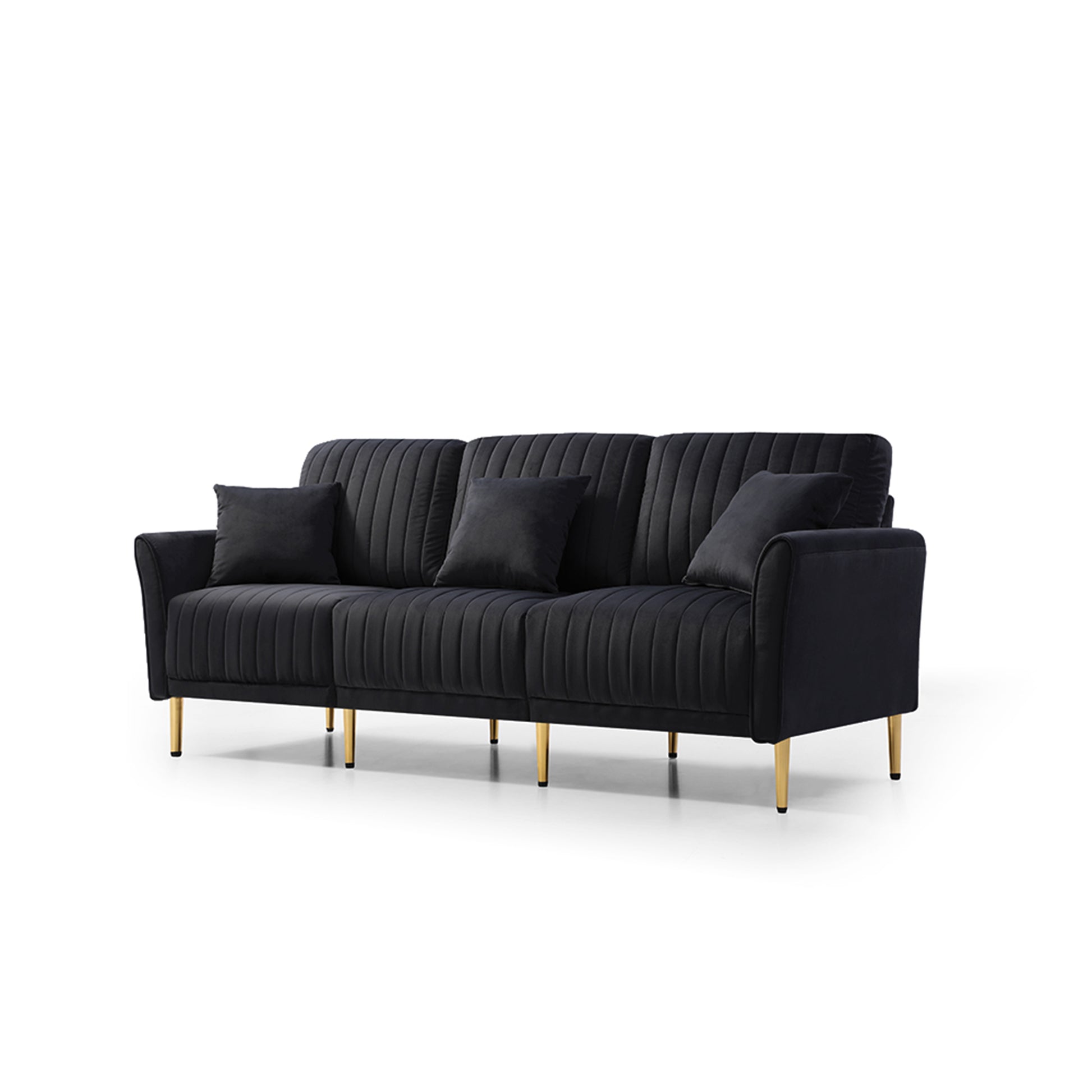 3 Pieces Sectional Sofa Set For Living Room, 2 Pieces Of Two Seater Sofas And 1 Piece Of 3 Seater Sofas,3 Pcs Couch Set With, Sectional Couches For Living Room, 3 Seater Sofa Loveseatblack Ve Black Foam Velvet 7 Seat