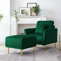 Modern Accent Chair Roll Arm Fabric Chairs, Contemporary Leisure Side Chair, Armchair For Living Room Or Bedroom With Metal Legs, Upholstered Single Sofa Club Chair Green Green Foam Velvet