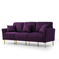 Modern Large Velvet Fabric L Shape Chaise Lounge Couch Sectional Sofa Eggplant Purple Foam Velvet 3 Seat