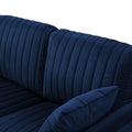 Velvet Accent Chair Round Arm Chair With Gold Legs, Upholstered Single Sofa For Living Room Bedroom, Navy Blue With 1 Throw Pillow Blue Foam Velvet