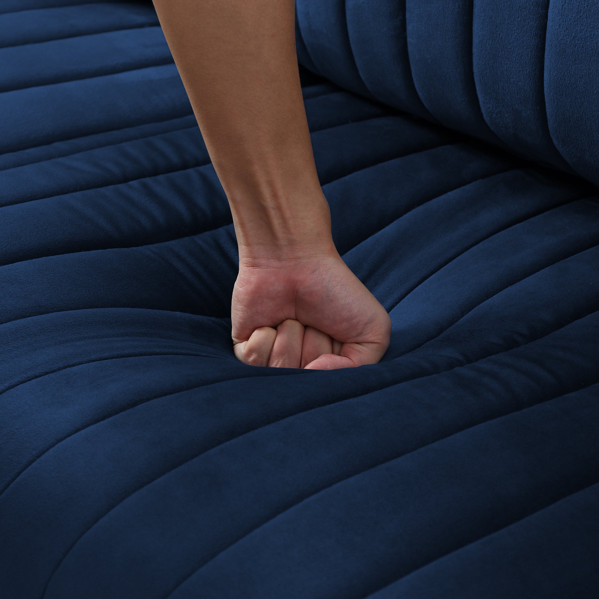 Velvet Accent Chair Round Arm Chair With Gold Legs, Upholstered Single Sofa For Living Room Bedroom, Navy Blue With 1 Throw Pillow Blue Foam Velvet