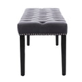 Heng Ming Upholstered Tufted Bench Ottomanvelvet Dining Bench Bedroom Bench Footrest Stool Accent Bench For Entryway Dining Room Living Room, Dark Gray Dark Gray Velvet