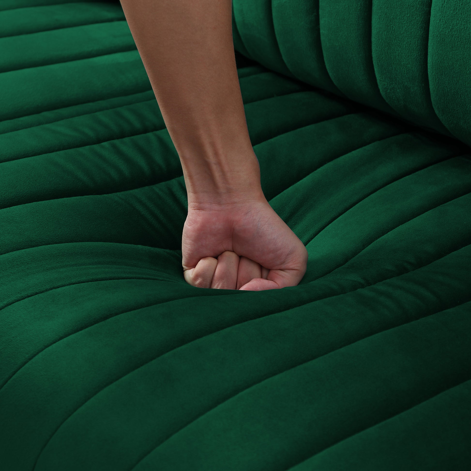 Channel Tufted Green Velvet Singel Living Room Sofa Accent Chair Green Foam Velvet