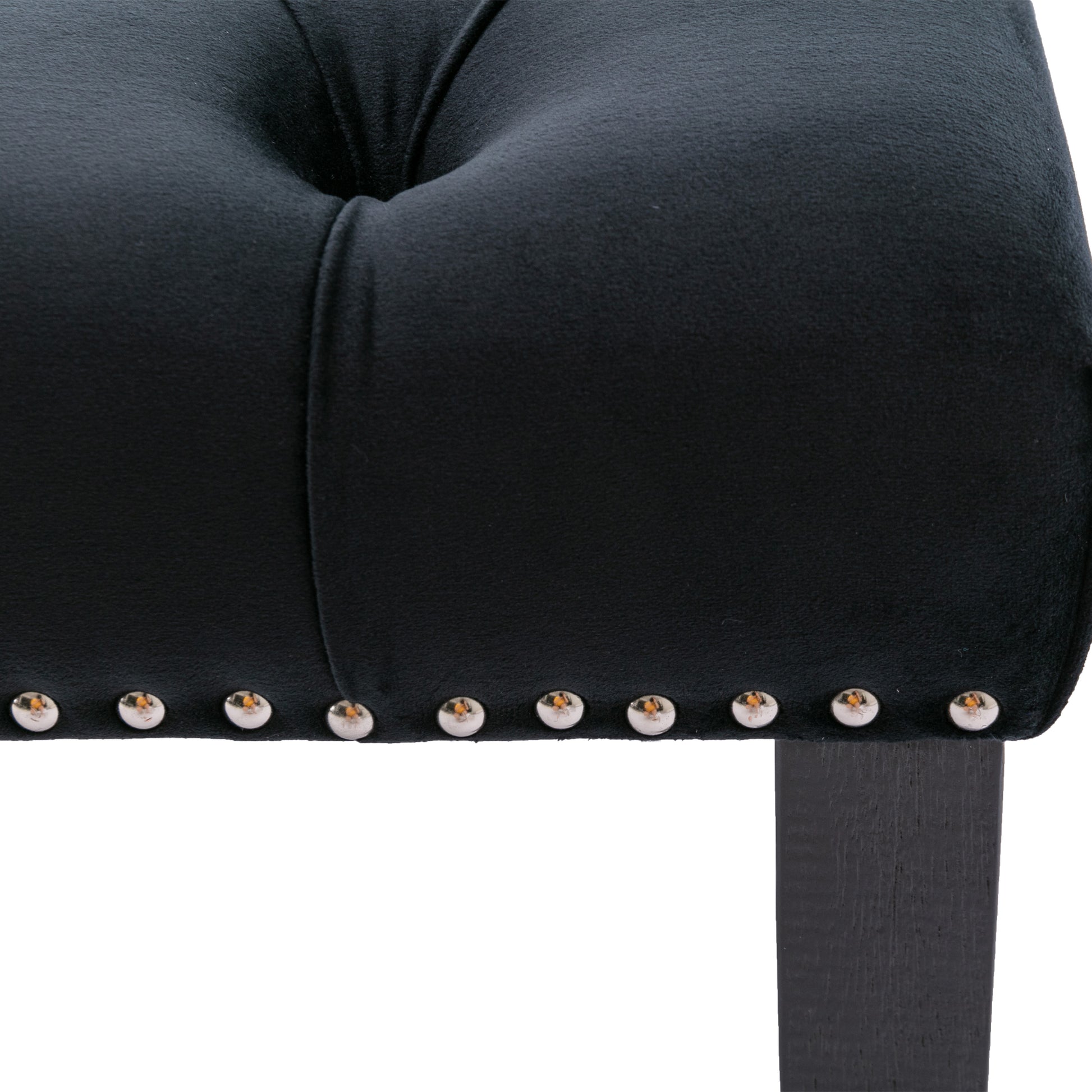 Heng Ming Upholstered Tufted Bench Ottomanvelvet Dining Bench Bedroom Bench Footrest Stool Accent Bench For Entryway Dining Room Living Room, Black Black Velvet