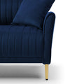 2 Seat Navy Blue Velvet Round Arm Sofa With Reversible Cushions Blue Foam Velvet