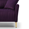 Eggplant Velvet Round Arm Loveseat 2 Seat Sofa With 2 Throw Pillows Purple Foam Velvet 2 Seat