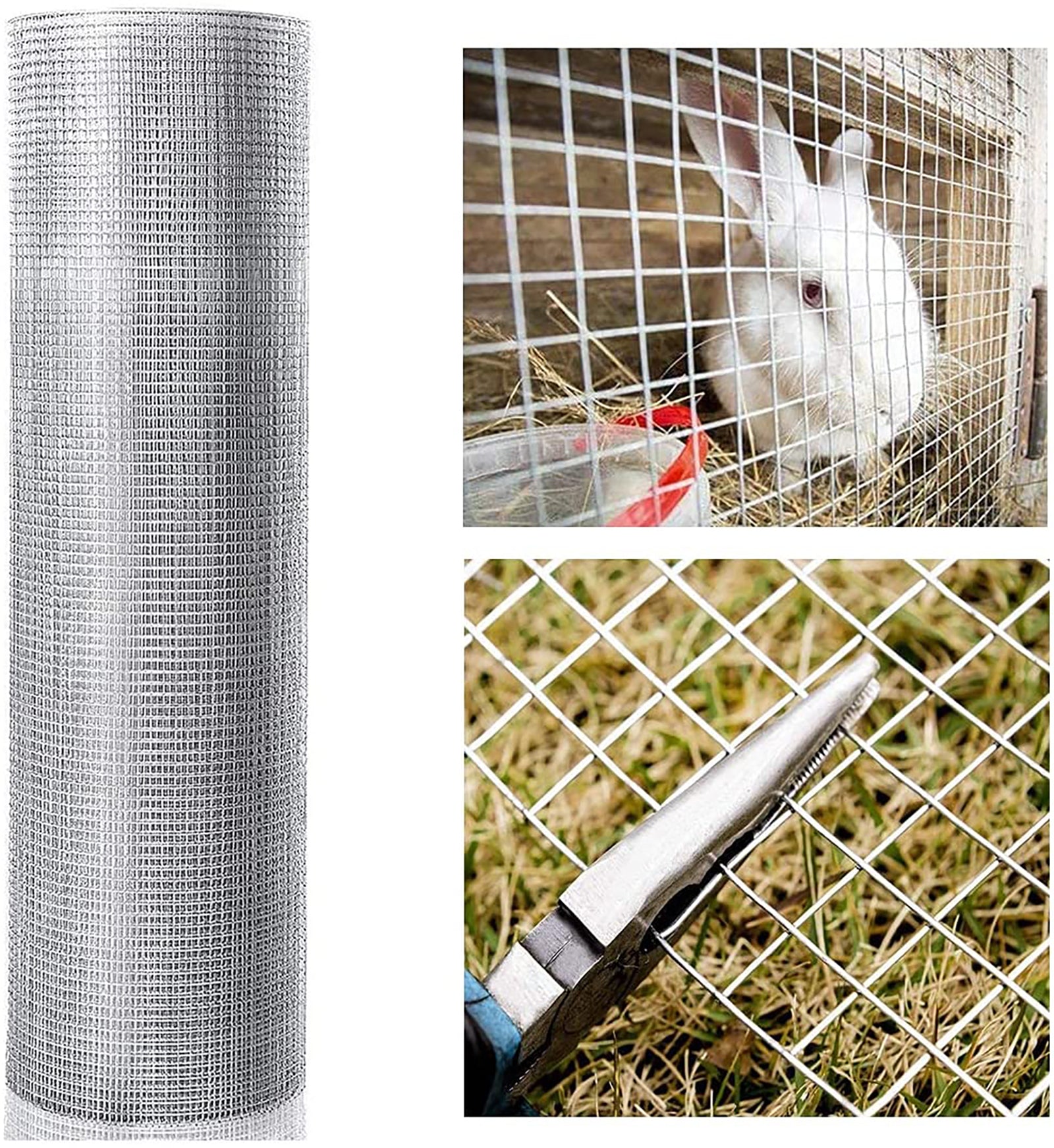 48Inx100Ft 1 2 In 19 Gauge Hardware Cloth Welded Cage Wire Chicken Fence Mesh Rolls Square Chicken Wire Netting Raised Garden Rabbit Fence Snake Fencing Rodent Animals Silver Iron