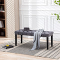 Heng Ming Upholstered Tufted Bench Ottomanvelvet Dining Bench Bedroom Bench Footrest Stool Accent Bench For Entryway Dining Room Living Room, Dark Gray Dark Gray Velvet