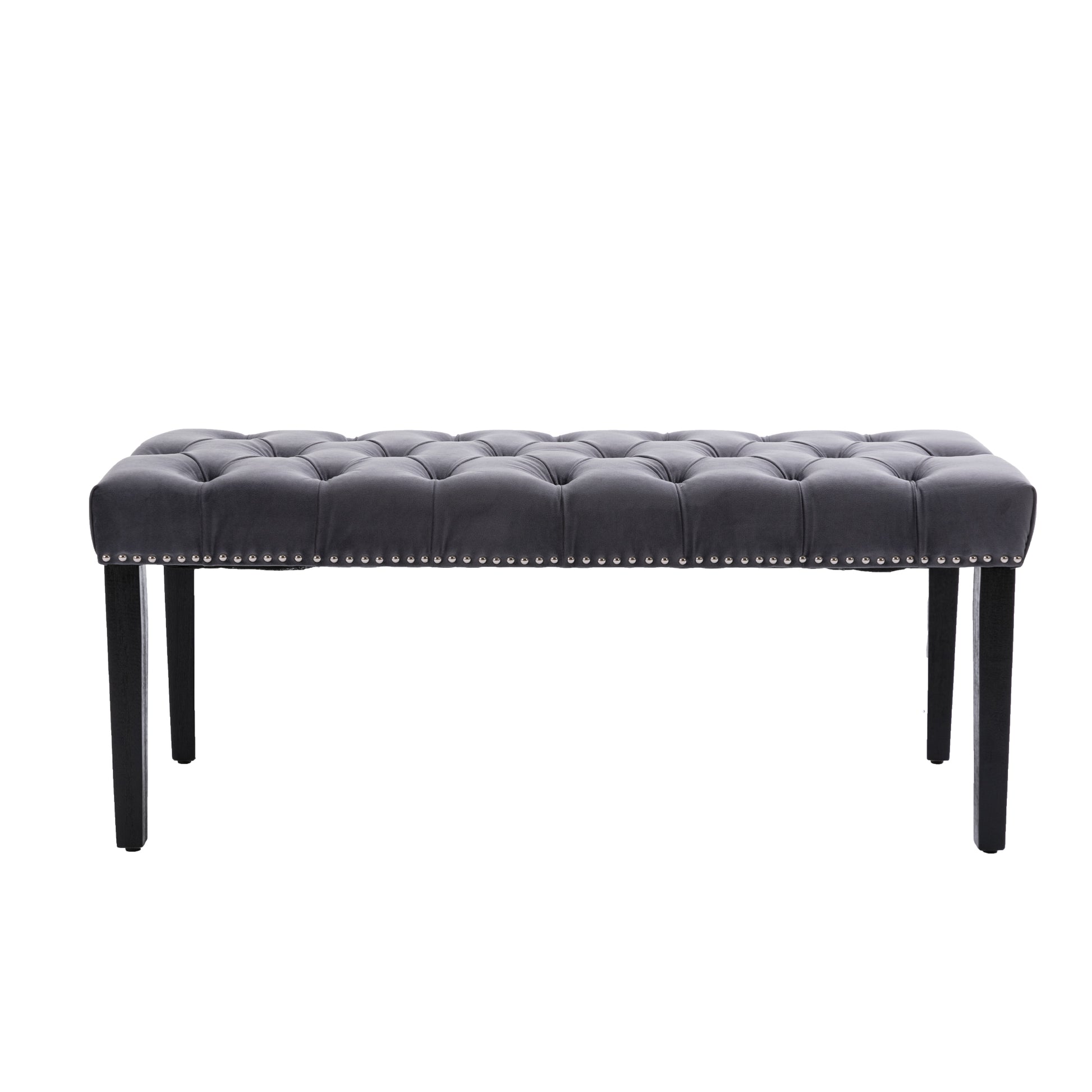 Heng Ming Upholstered Tufted Bench Ottomanvelvet Dining Bench Bedroom Bench Footrest Stool Accent Bench For Entryway Dining Room Living Room, Dark Gray Dark Gray Velvet