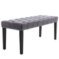 Heng Ming Upholstered Tufted Bench Ottomanvelvet Dining Bench Bedroom Bench Footrest Stool Accent Bench For Entryway Dining Room Living Room, Dark Gray Dark Gray Velvet