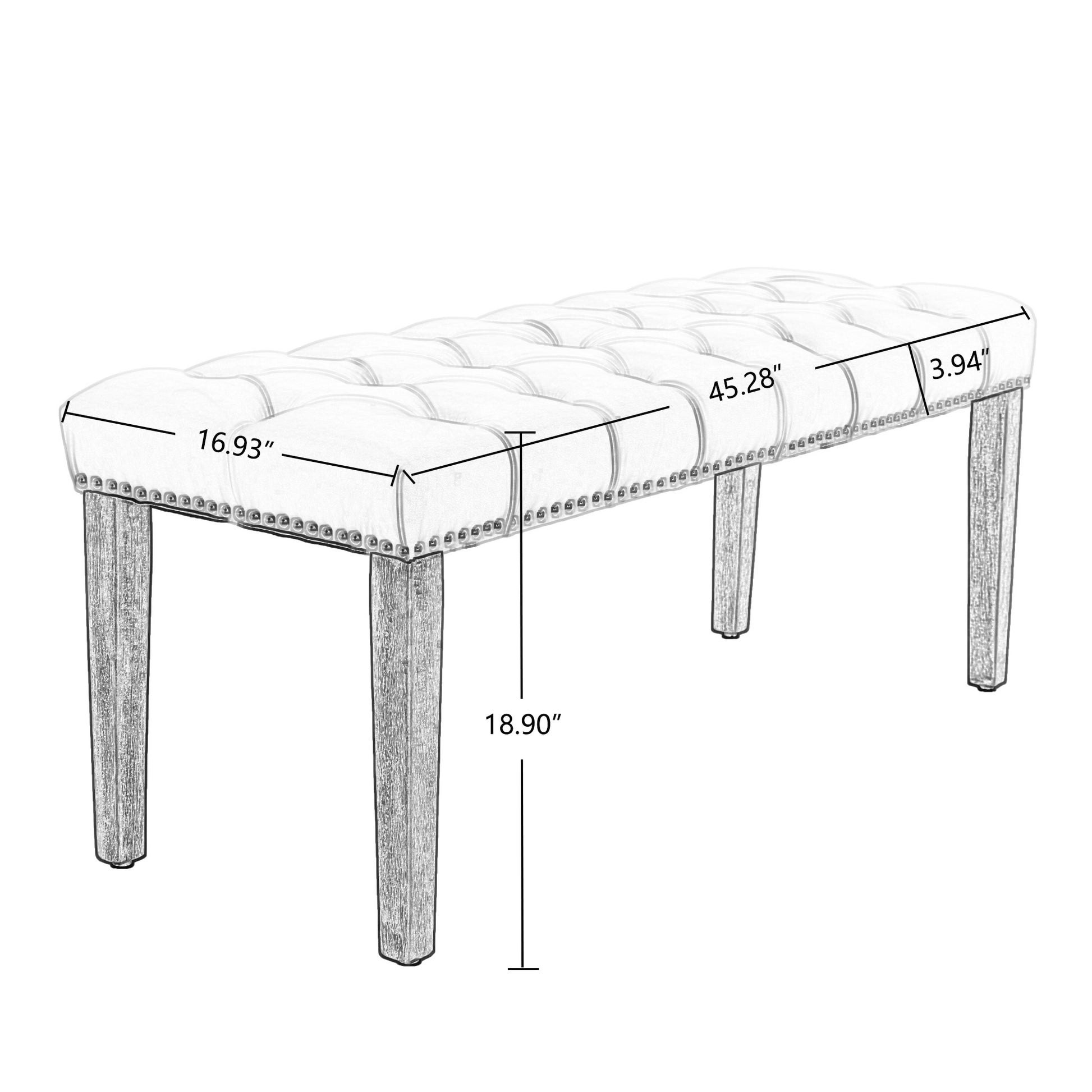 Heng Ming Upholstered Tufted Bench Ottomanvelvet Dining Bench Bedroom Bench Footrest Stool Accent Bench For Entryway Dining Room Living Room, Black Black Velvet