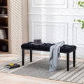 Heng Ming Upholstered Tufted Bench Ottomanvelvet Dining Bench Bedroom Bench Footrest Stool Accent Bench For Entryway Dining Room Living Room, Black Black Velvet