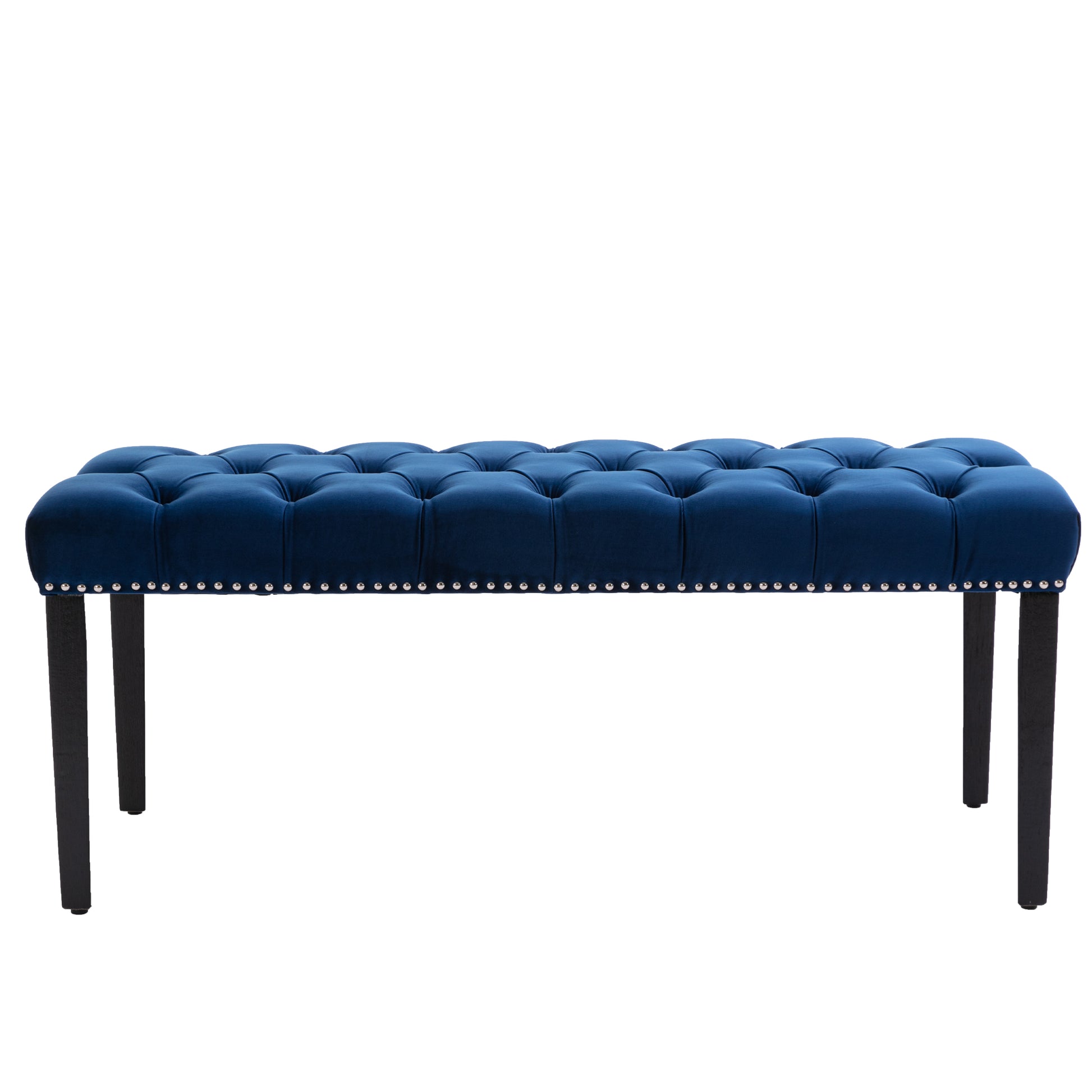 Heng Ming Upholstered Tufted Bench Ottomanvelvet Dining Bench Bedroom Bench Footrest Stool Accent Bench For Entryway Dining Room Living Room, Blue Blue Velvet