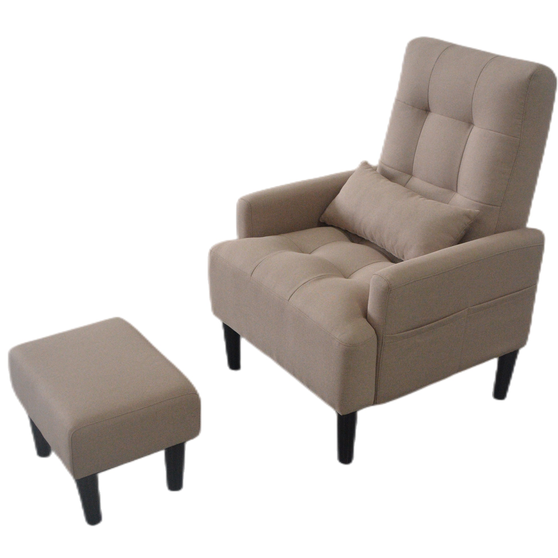 Redde Boo Brown Living Room Sofa Single Chair And Ottoman, Modern Multi Function Fabric Living Room Sofa Lounge Chair Bed And Stool.Soft Leisure Single Chair Adjustable Into 5 Angles With Sofa Bed Gray Modern Foam Fabric