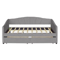 Upholstered Daybed Twin Size With Two Drawers And Wood Slat ,Gray Gray Upholstered