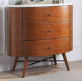 Walnut Finish 1Pc Chest Of Three Drawers Marble Top Ball Bearing Glides Bedroom Furniture Walnut Bedroom Luxury Wood