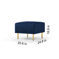 Navy Blue Channel Tufted Ottoman Bench Upholstered Velvet Footrest Stool Accent Bench For Entryway Living Room Bedroom Blue Foam Velvet