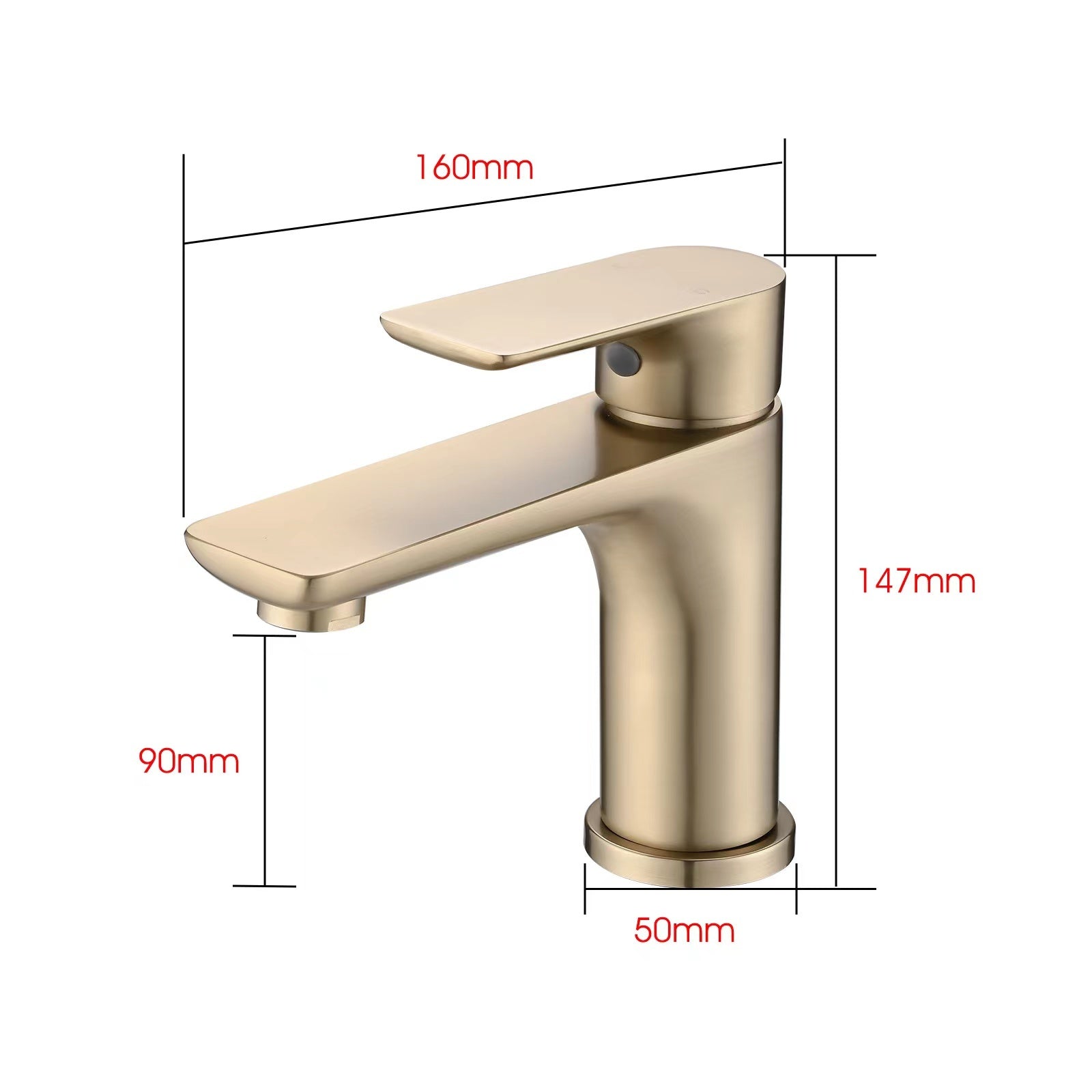 Single Handle Lavatory Basin Sink Faucet Brushed Gold Brass