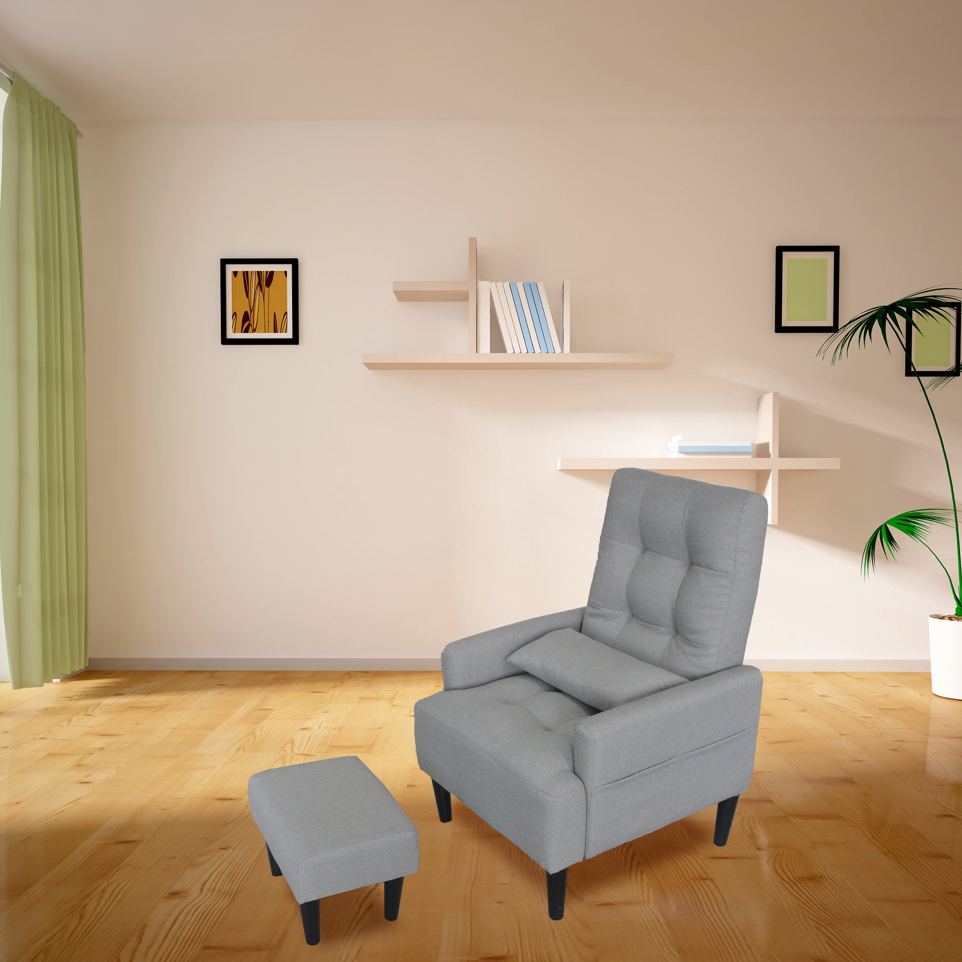 Redde Boo Modern Living Room Leisure Sofa Chair Design Gray Fabric Home Adjustable Cozy Soft Chair Cream White Modern Foam Fabric