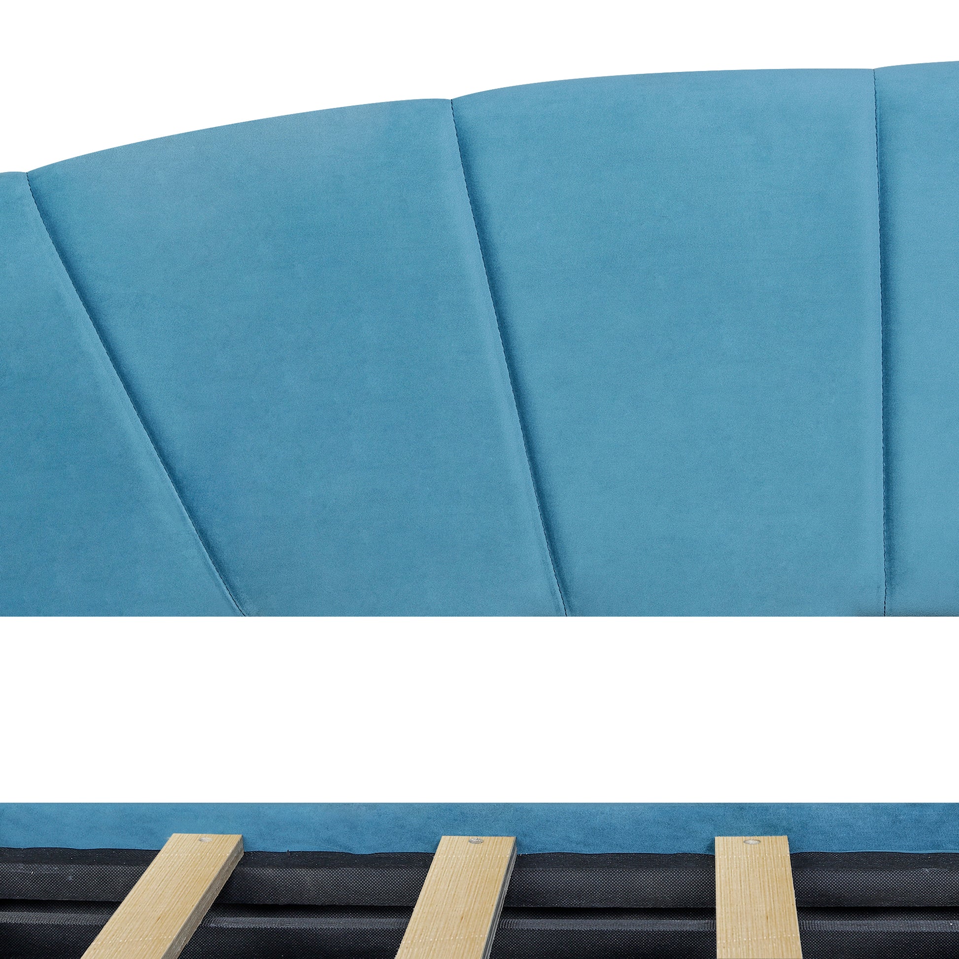 Upholstered Daybed Twin Size With Two Drawers And Wood Slat ,Blue Blue Upholstered