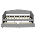 Upholstered Daybed Twin Size With Two Drawers And Wood Slat ,Gray Gray Upholstered