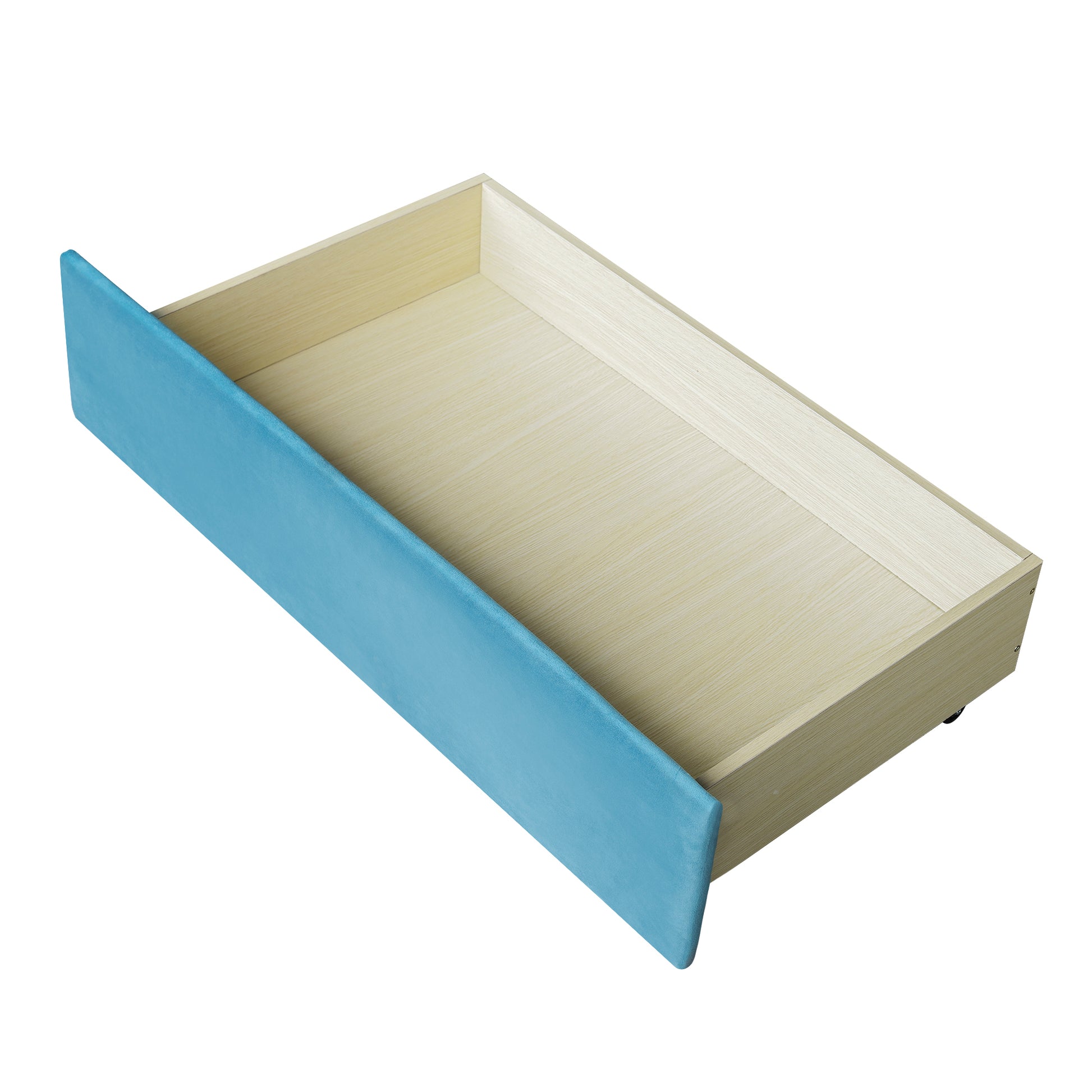 Upholstered Daybed Twin Size With Two Drawers And Wood Slat ,Blue Blue Upholstered