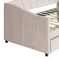 Upholstered Daybed Twin Size With Two Drawers And Wood Slat ,Beige Beige Upholstered