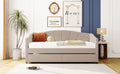 Upholstered Daybed Twin Size With Two Drawers And Wood Slat ,Beige Beige Upholstered