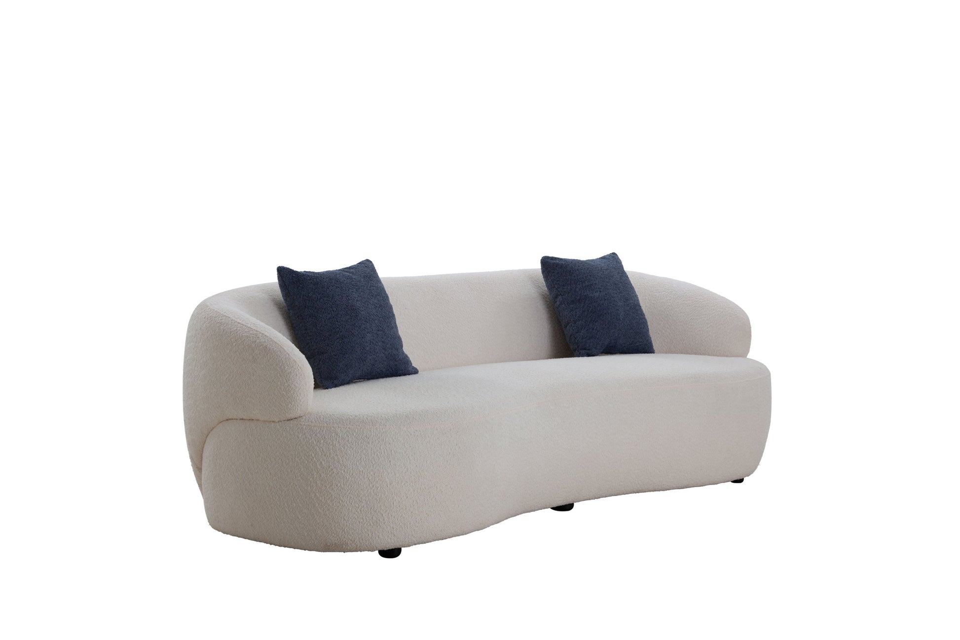 Mid Century Modern Curved Sofa, 3 Seat Cloud Couch Boucle Sofa Fabric Couch For Living Room, Bedroom, Office Beige Upholstered 3 Seat