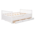 Full Size Daybed With Twin Size Trundle And Drawers, Full Size, White White Solid Wood