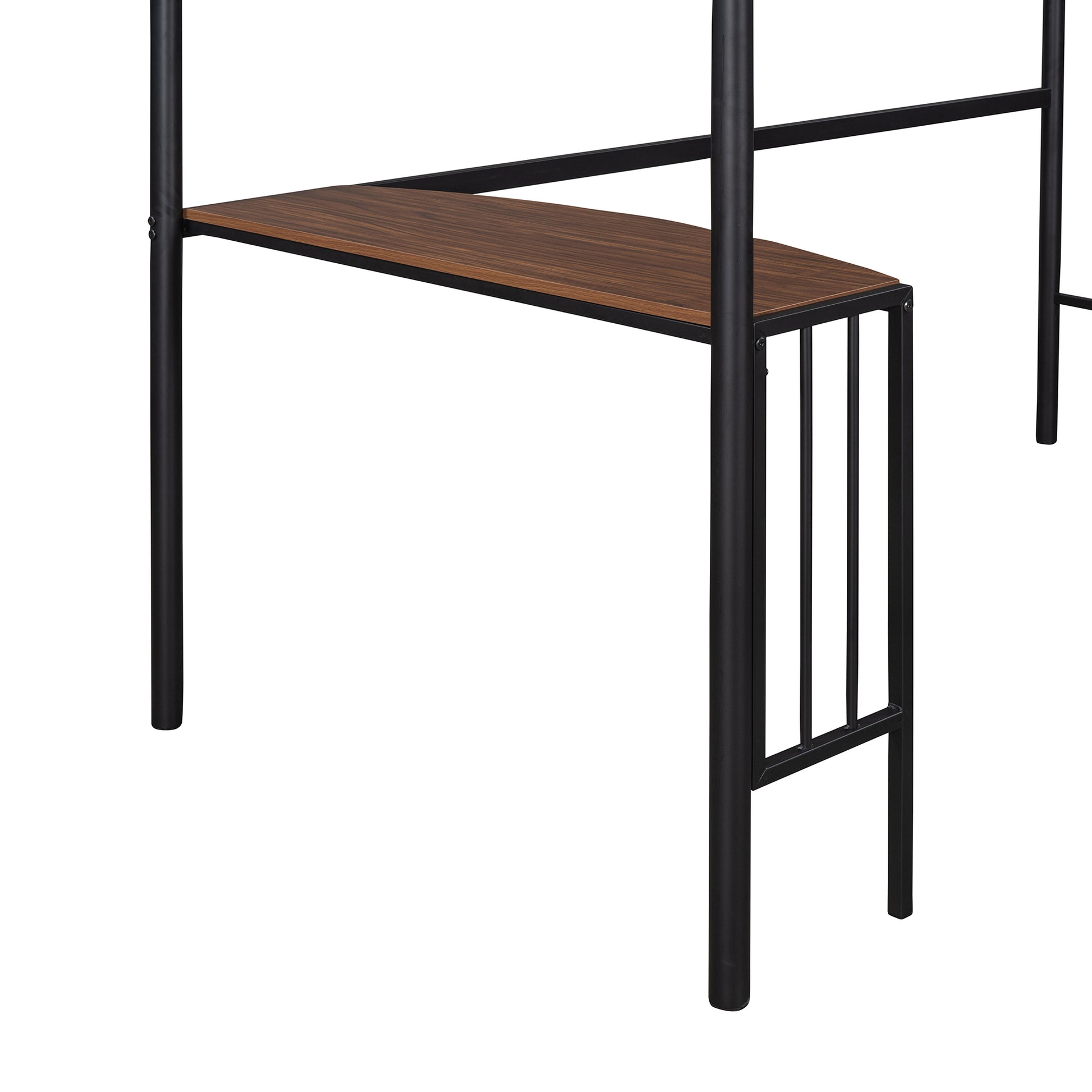 Twin Metal Loft Bed With Desk, Ladder And Guardrails, Loft Bed For Bedroom, Black Old Skumf195191Aab Twin Black Metal