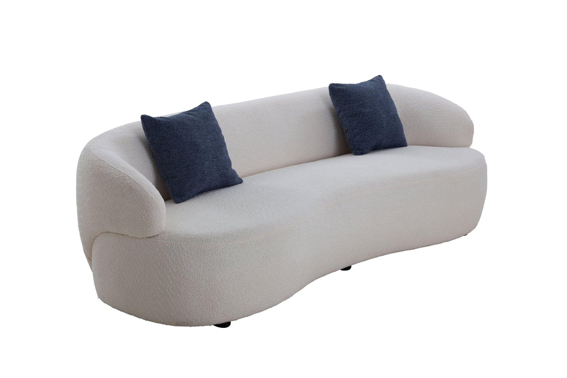 Mid Century Modern Curved Sofa, 3 Seat Cloud Couch Boucle Sofa Fabric Couch For Living Room, Bedroom, Office Beige Upholstered 3 Seat