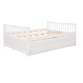 Full Size Daybed With Twin Size Trundle And Drawers, Full Size, White White Solid Wood