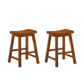 Casual Dining 24 Inch Counter Height Stools 2Pc Set Saddle Seat Solid Wood Oak Finish Home Furniture Oak Dining Room Solid Wood