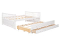 Full Size Daybed With Twin Size Trundle And Drawers, Full Size, White White Solid Wood