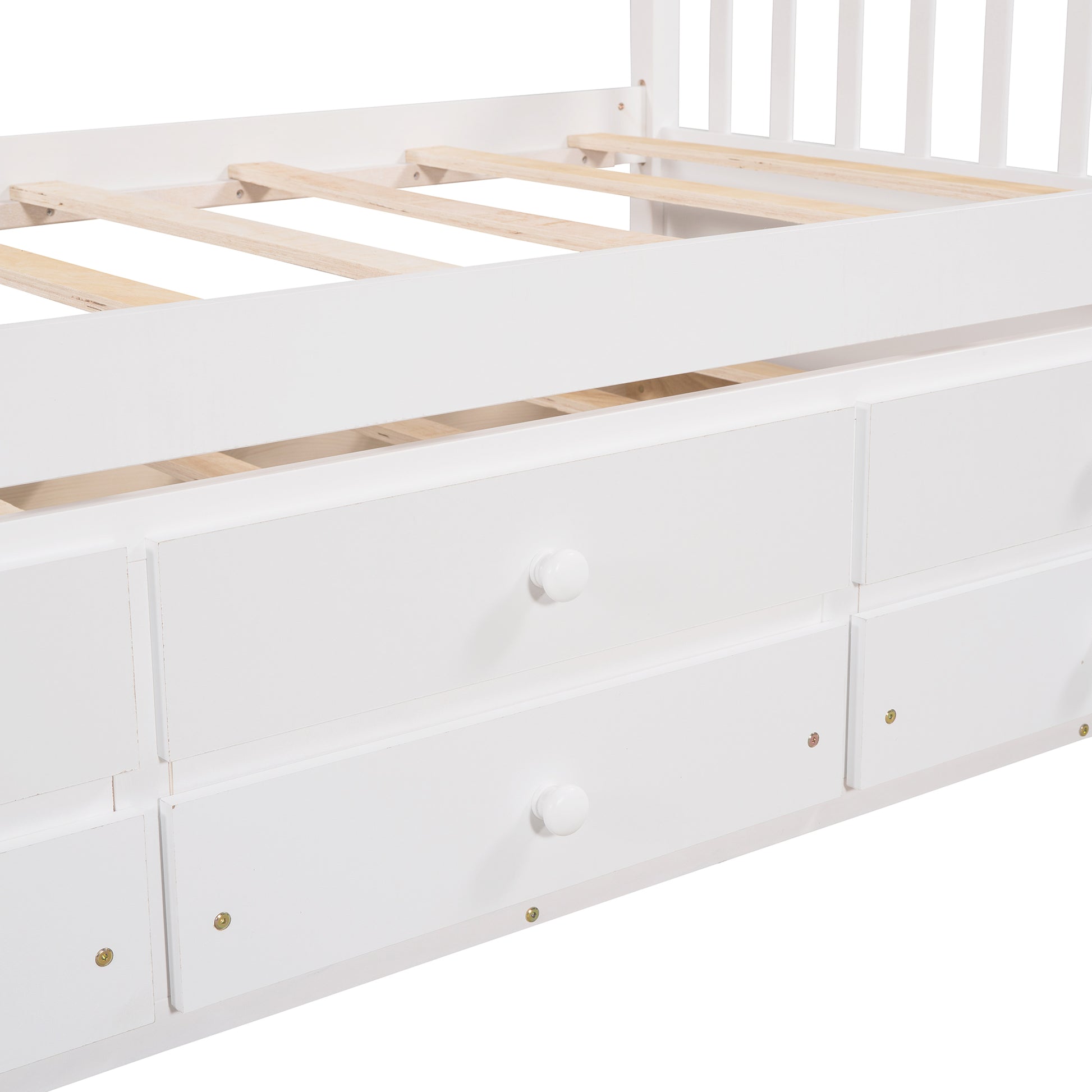 Daybed With Trundle And Drawers, Twin Size, White Old Sku: Lp0000141Kaa White Solid Wood