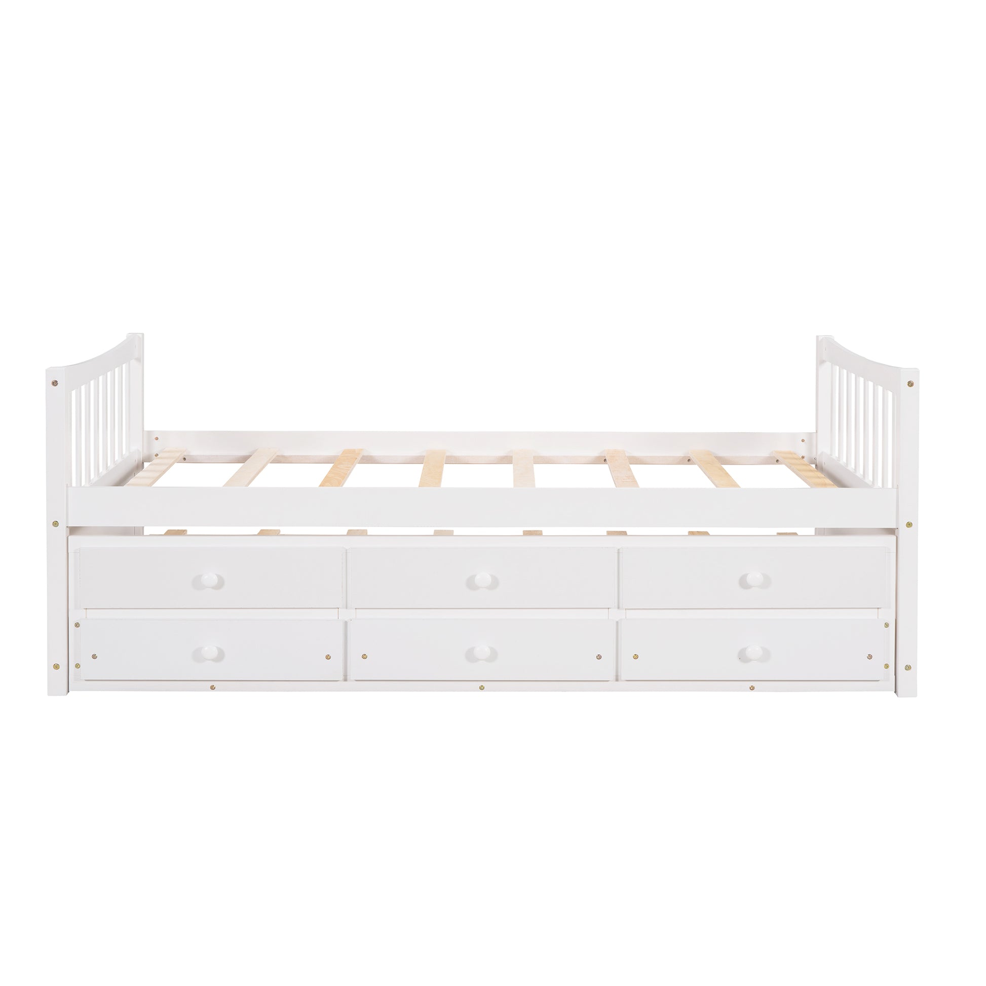 Daybed With Trundle And Drawers, Twin Size, White Old Sku: Lp0000141Kaa White Solid Wood