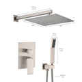 Brushed Nickel Shower System 10 Inch Brass Bathroom Deluxe Rain Mixed Shower Combination Set Wall Mounted Rain Shower Head System Shower Faucet Brushed Nickel Brass