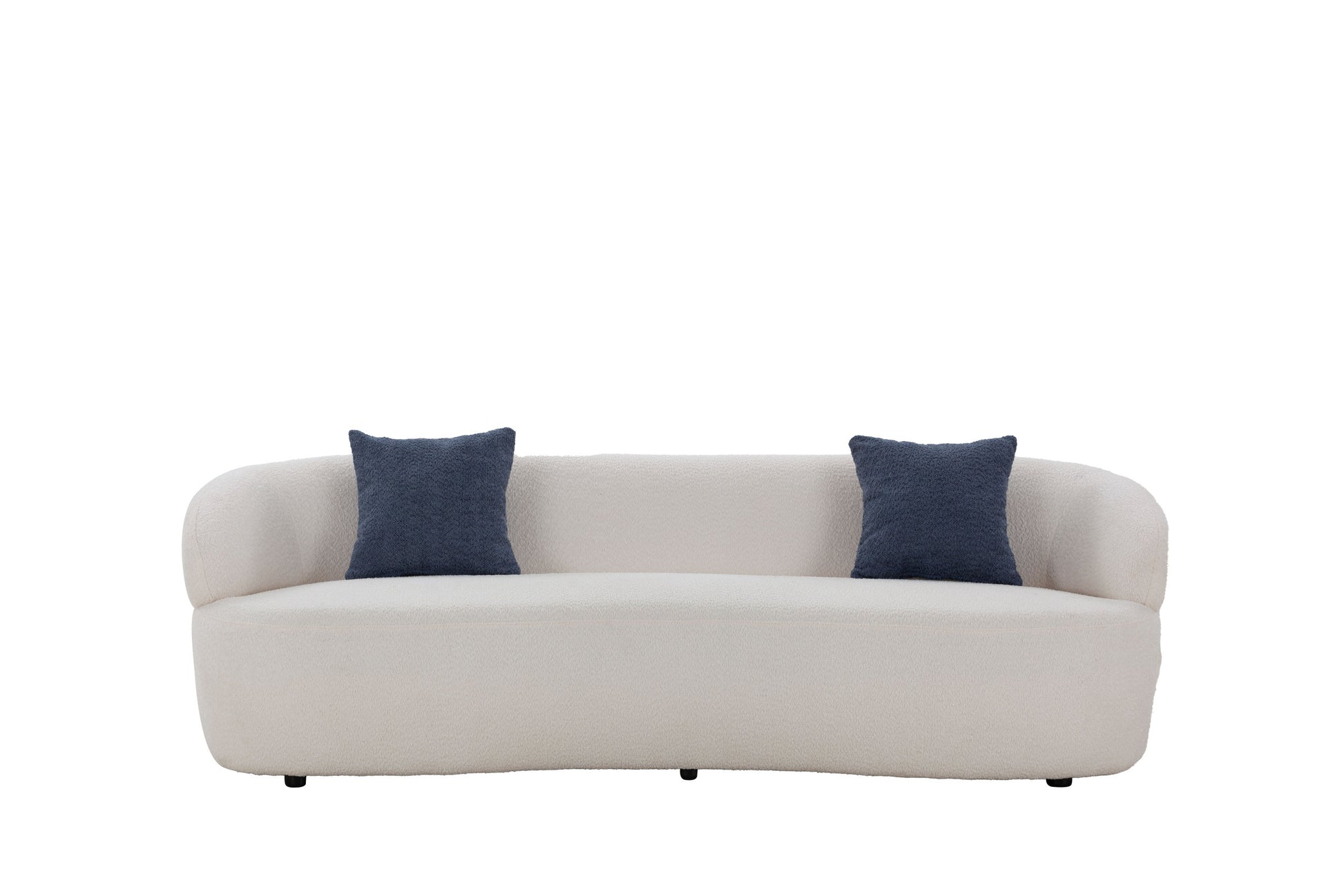 Mid Century Modern Curved Sofa, 3 Seat Cloud Couch Boucle Sofa Fabric Couch For Living Room, Bedroom, Office Beige Upholstered 3 Seat