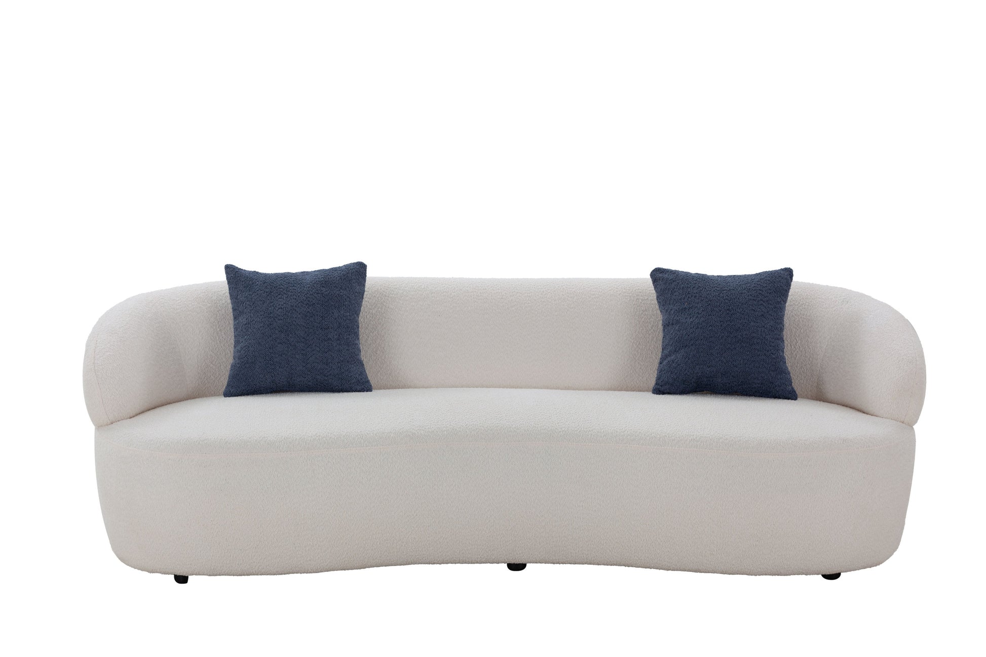 Mid Century Modern Curved Sofa, 3 Seat Cloud Couch Boucle Sofa Fabric Couch For Living Room, Bedroom, Office Beige Upholstered 3 Seat