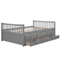 Full Size Daybed With Twin Size Trundle And Drawers, Full Size, Gray Gray Solid Wood