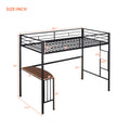 Twin Metal Loft Bed With Desk, Ladder And Guardrails, Loft Bed For Bedroom, Black Old Skumf195191Aab Twin Black Metal