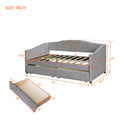 Upholstered Daybed Twin Size With Two Drawers And Wood Slat ,Gray Gray Upholstered