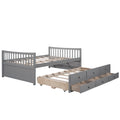 Full Size Daybed With Twin Size Trundle And Drawers, Full Size, Gray Gray Solid Wood